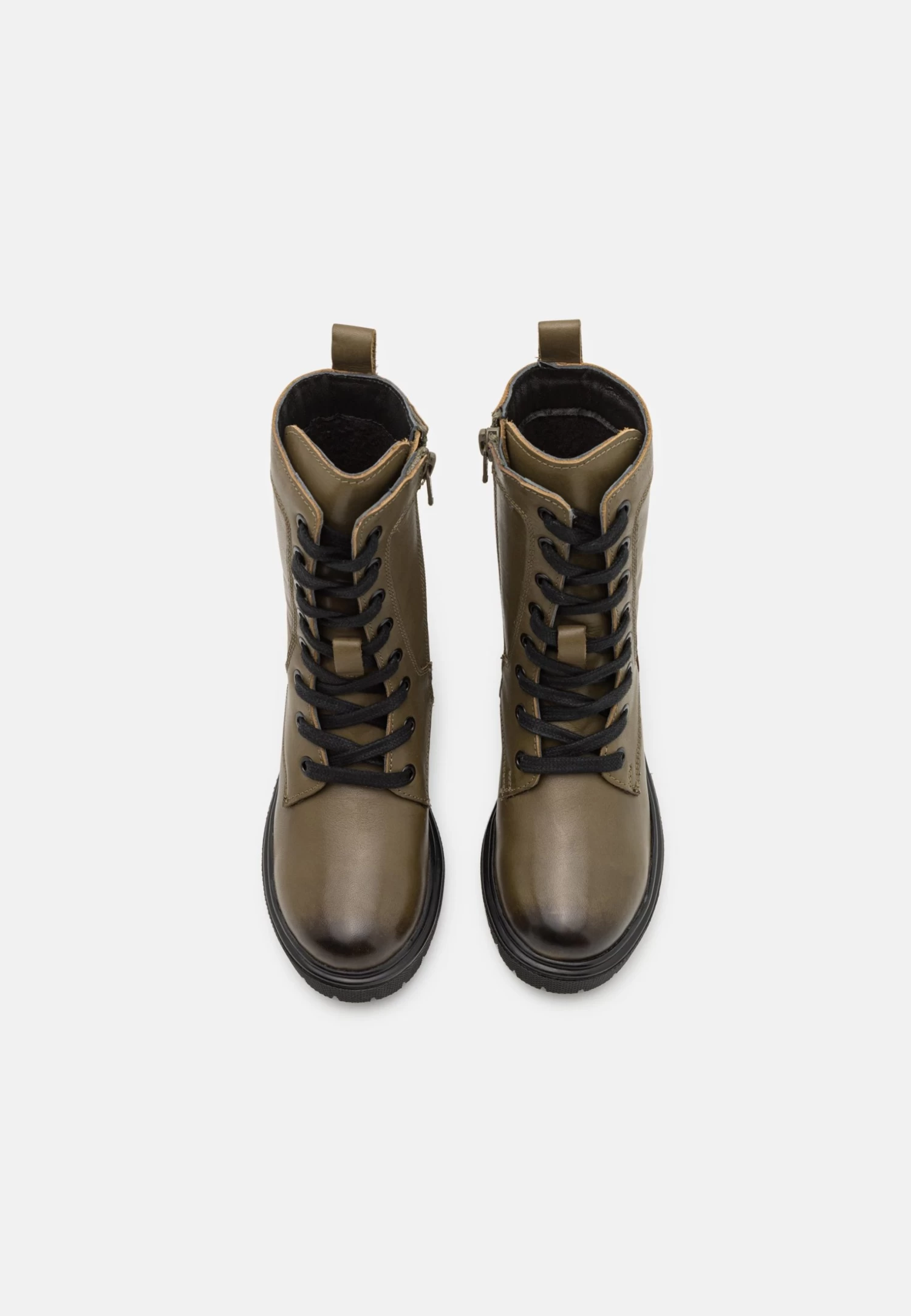 Friboo Leather - Veterlaarzen - Khaki 6 Friboo Leather - Veterlaarzen - Khaki - Afbeelding 4