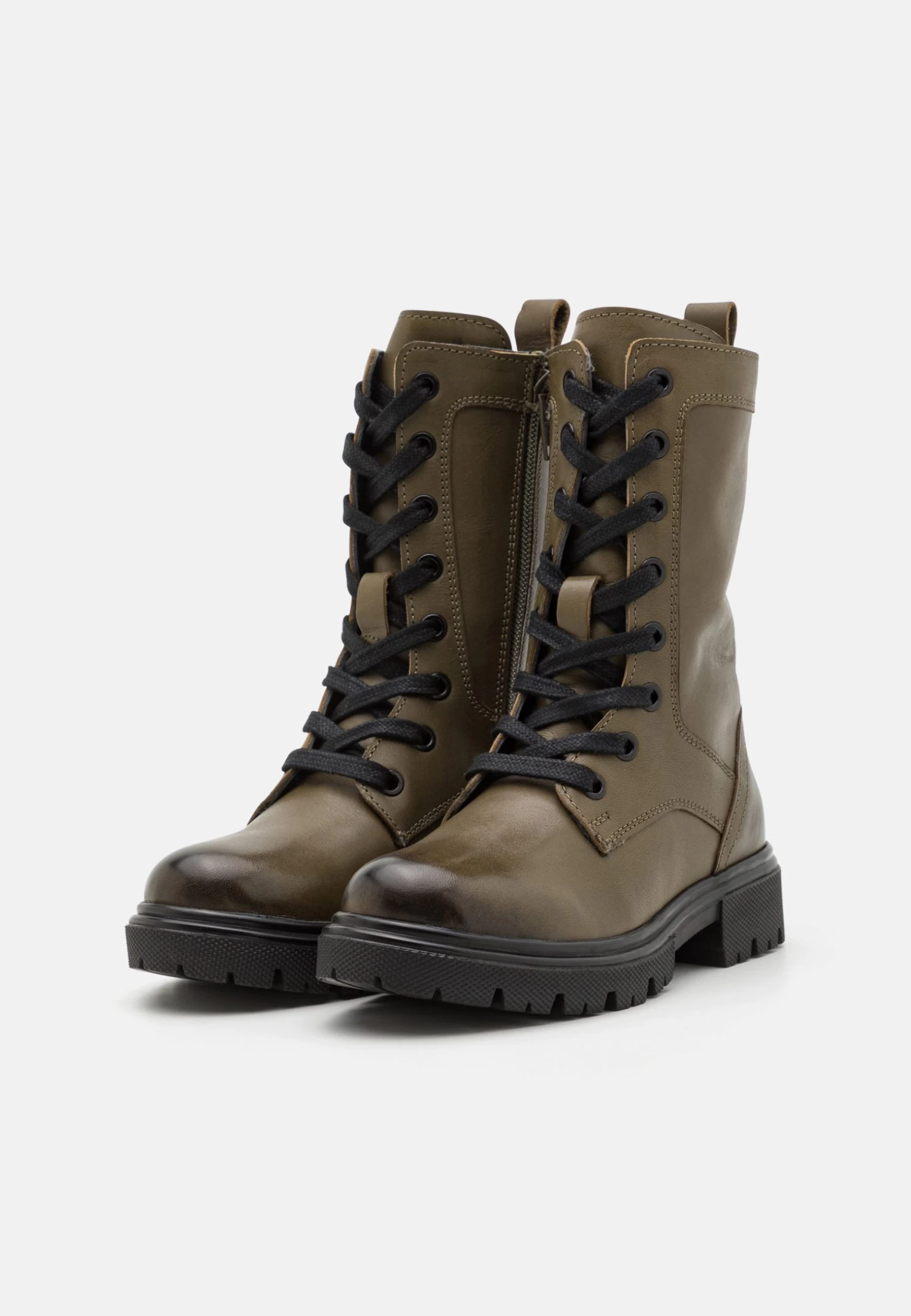 Friboo Leather - Veterlaarzen - Khaki 4 Friboo Leather - Veterlaarzen - Khaki - Afbeelding 2